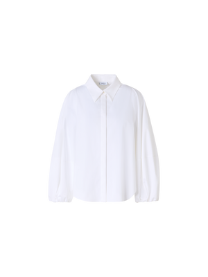 Designer Boxy Washed Cotton Satin Shirt Blouse - ecru