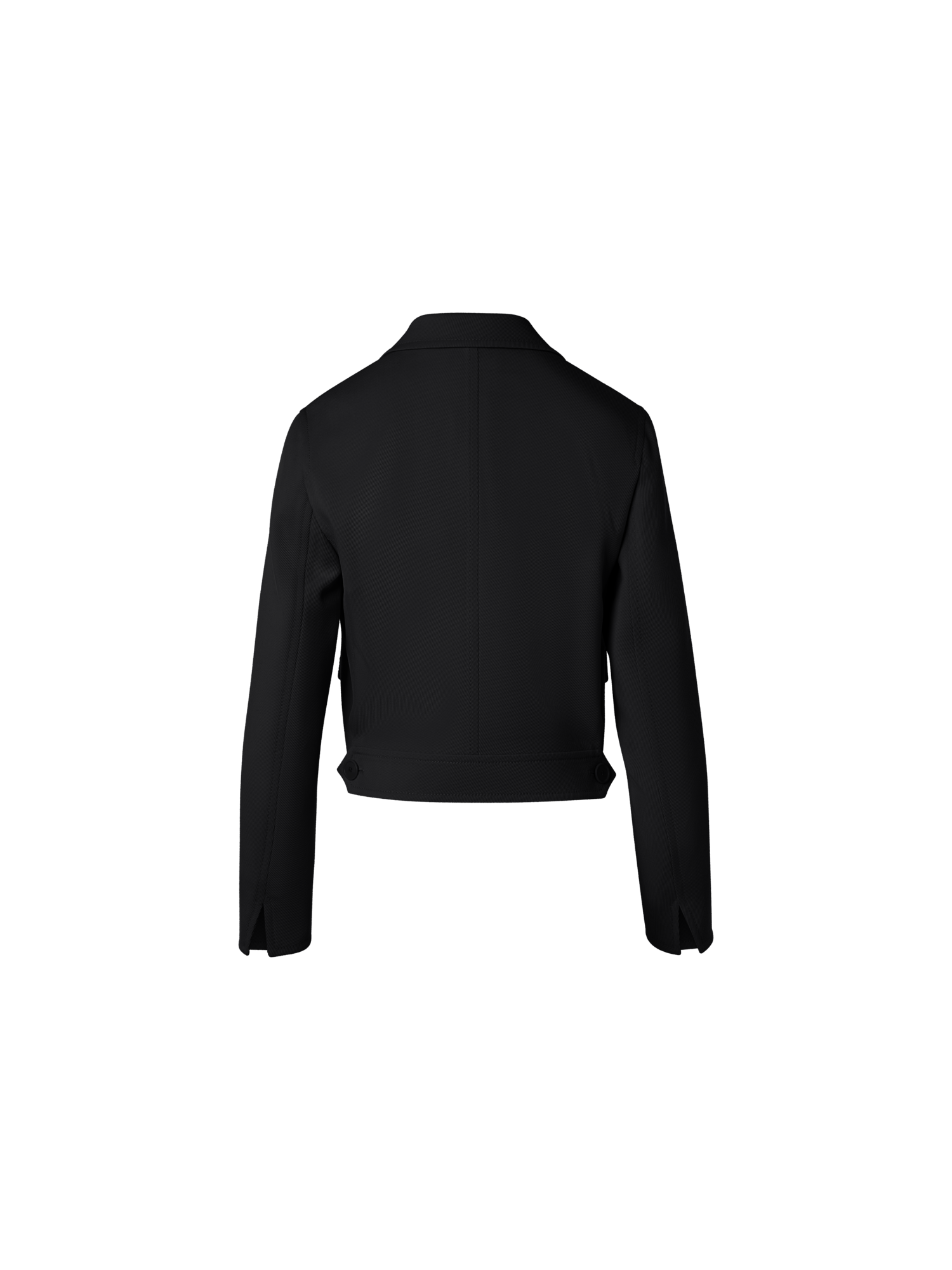 Designer Boxy Lapel Jacket in Wool Tricotine - black