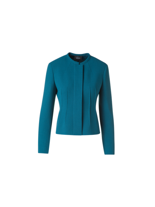 Designer Short Jacket in Wool Crêpe Double-Face - green