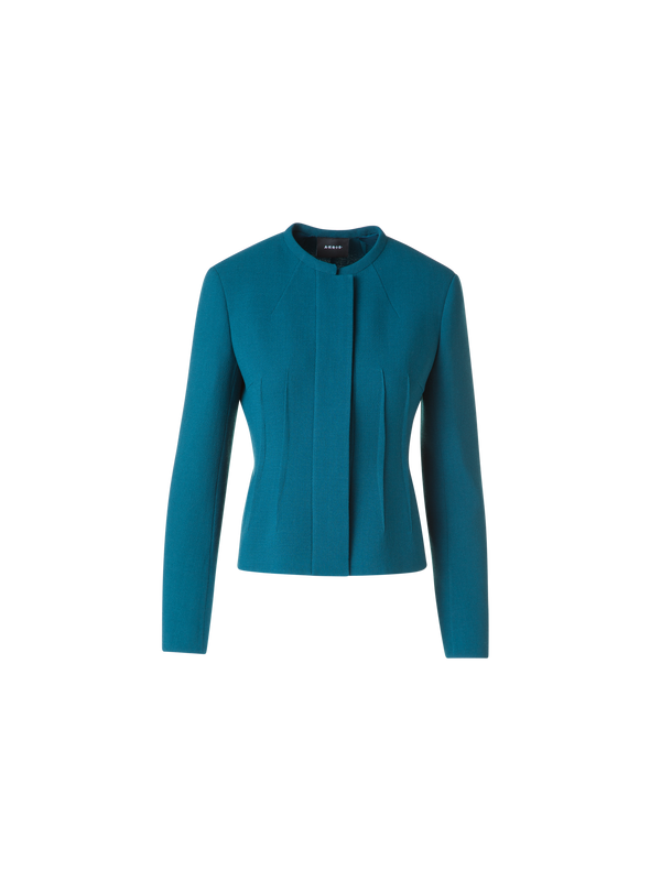 Designer Short Jacket in Wool Crêpe Double-Face - green