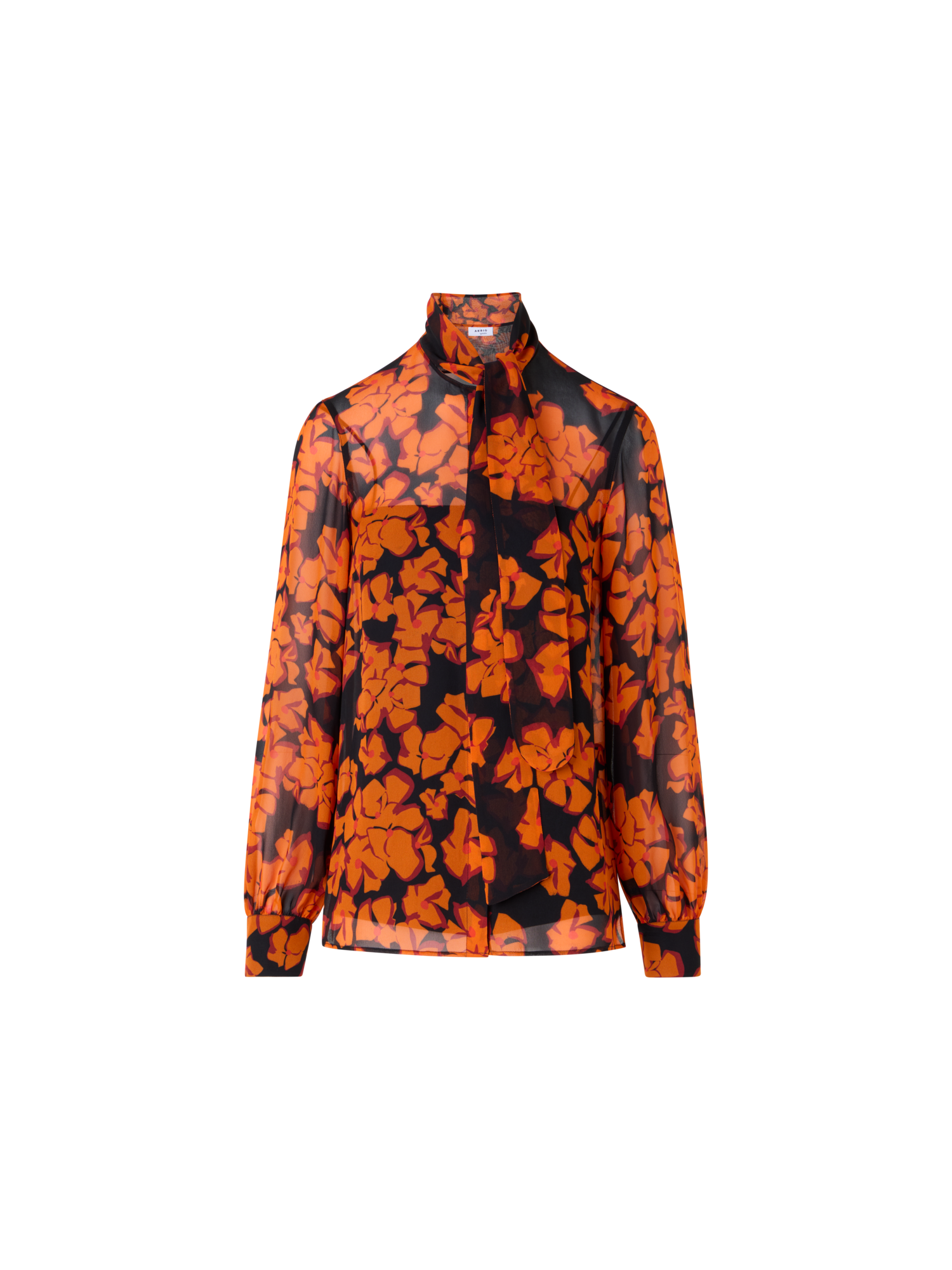 Designer Long-Sleeve Papercut Flower Blouse - multicolor