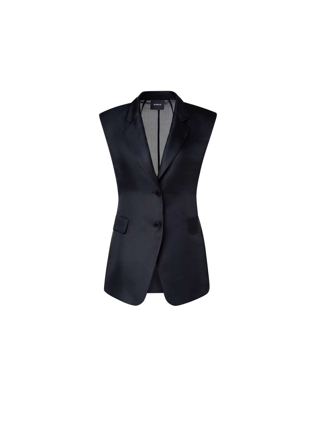 Designer Tailored Sheer Silk Gilet - black