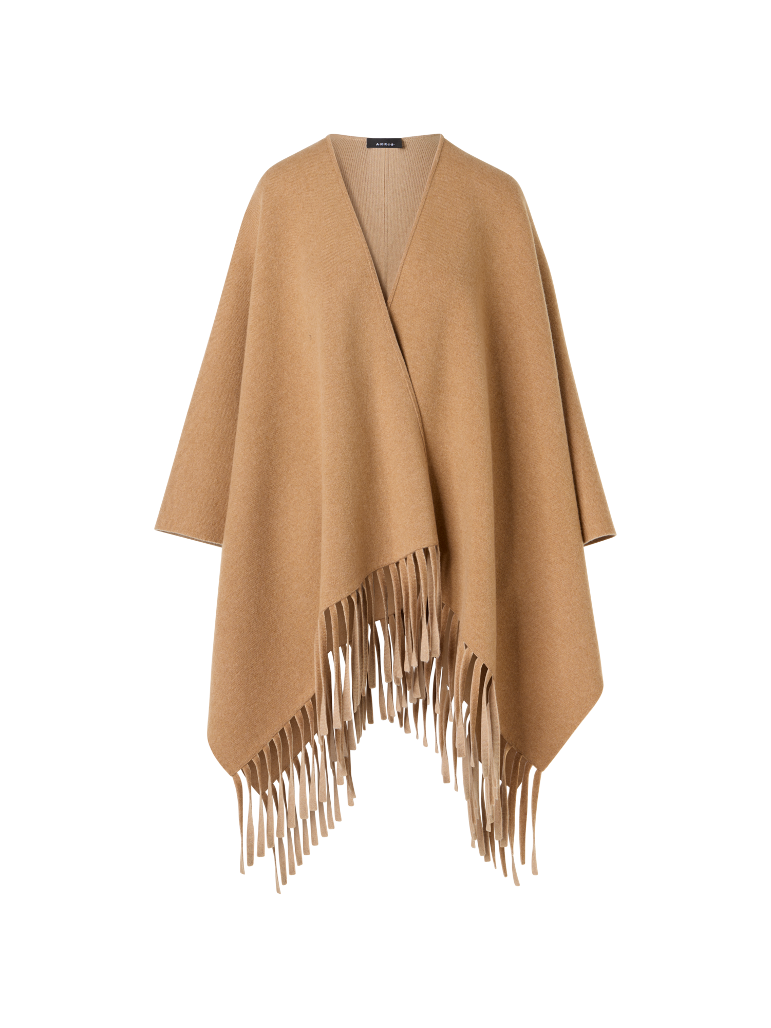 Designer Cashmere Double-Face Knit Cape - brown
