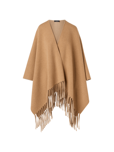 Designer Cashmere Double-Face Knit Cape - brown