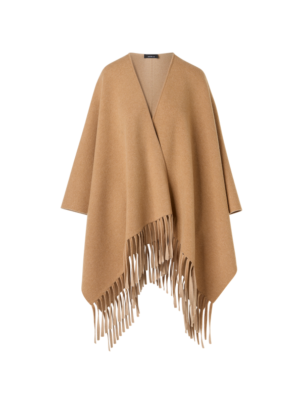 Designer Cashmere Double-Face Knit Cape - brown