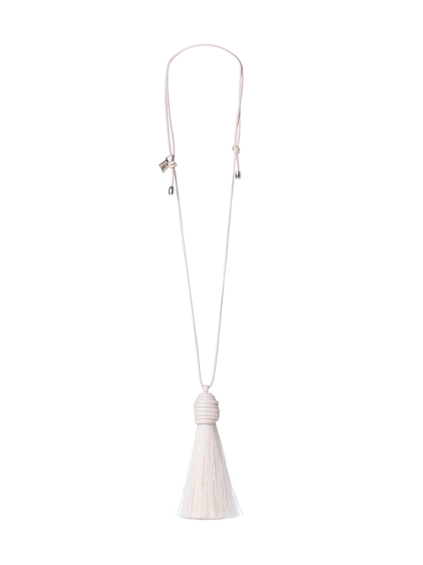 Designer Horsehair Necklace - ecru - white