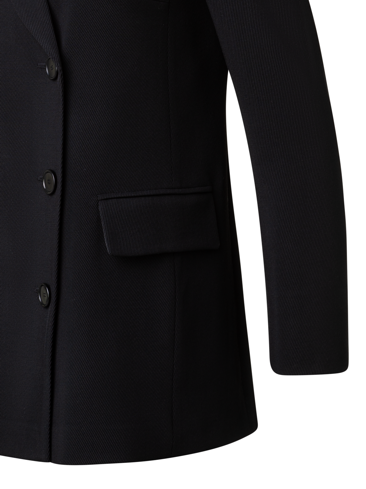 Designer Wool Tricotine Double-Breasted Jacket - black