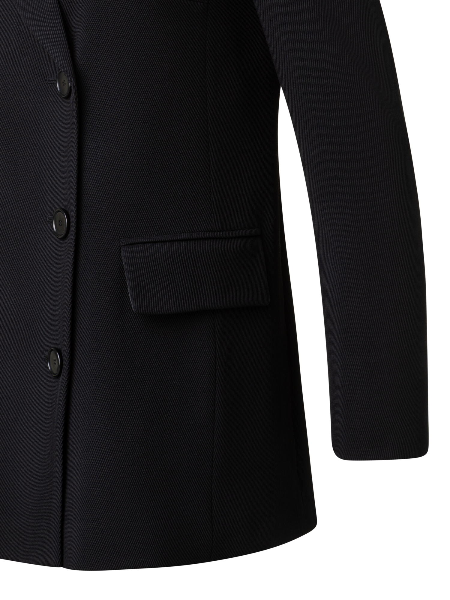 Designer Wool Tricotine Double-Breasted Jacket - black