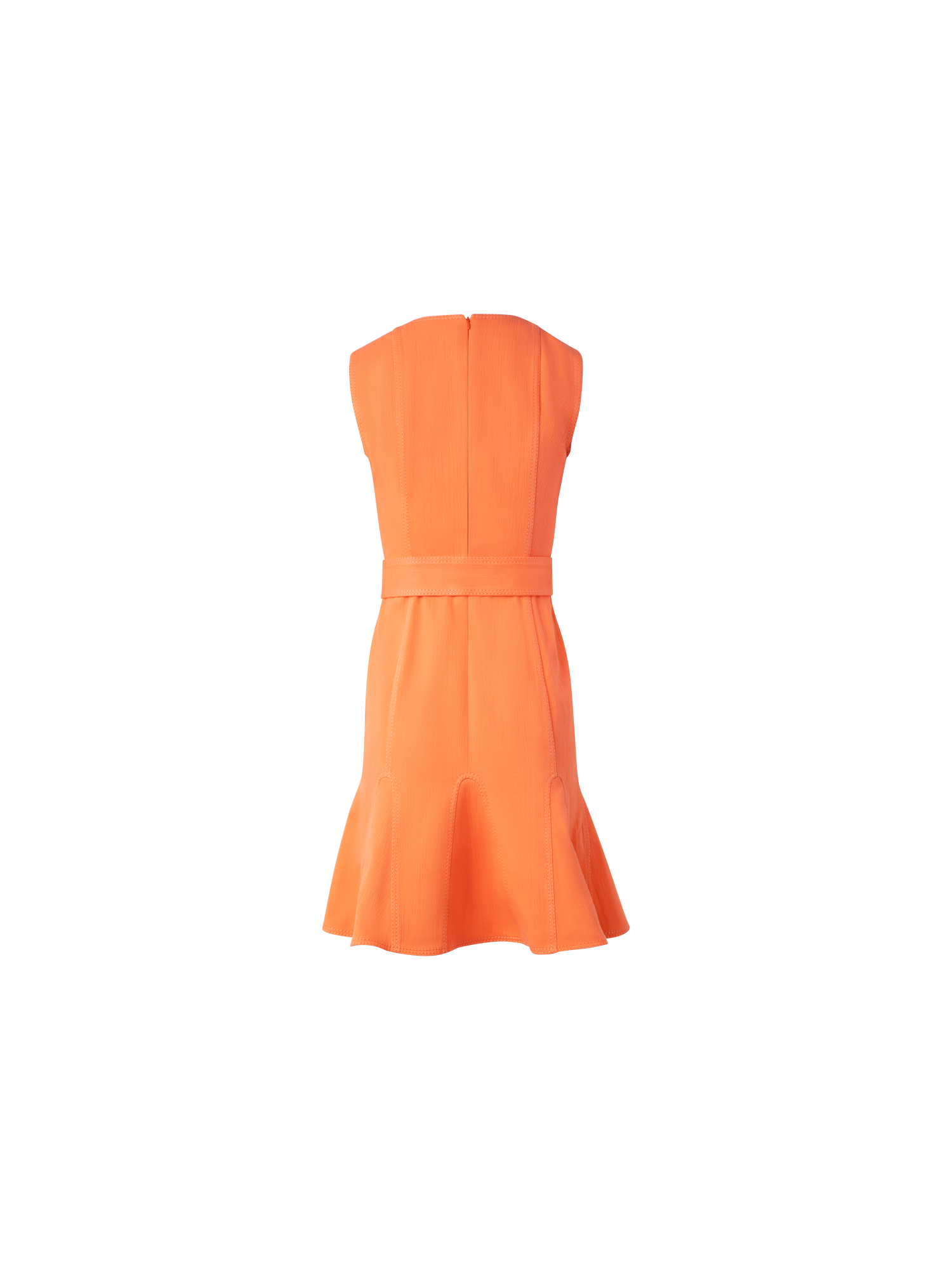 Designer Flared Cotton Denim Dress - orange