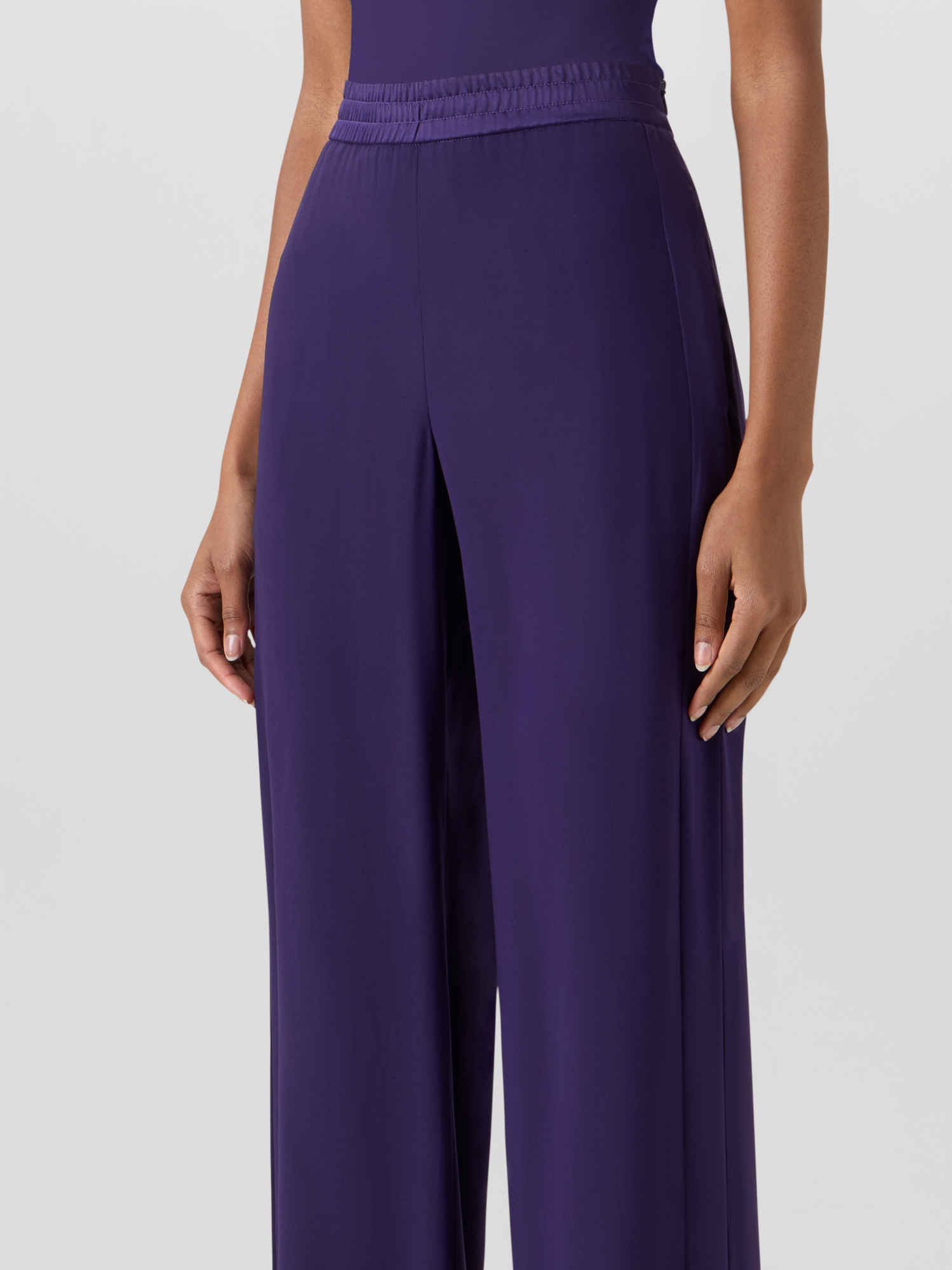 Designer Filibert Straight-Leg Pants in Stretch Silk - purple 