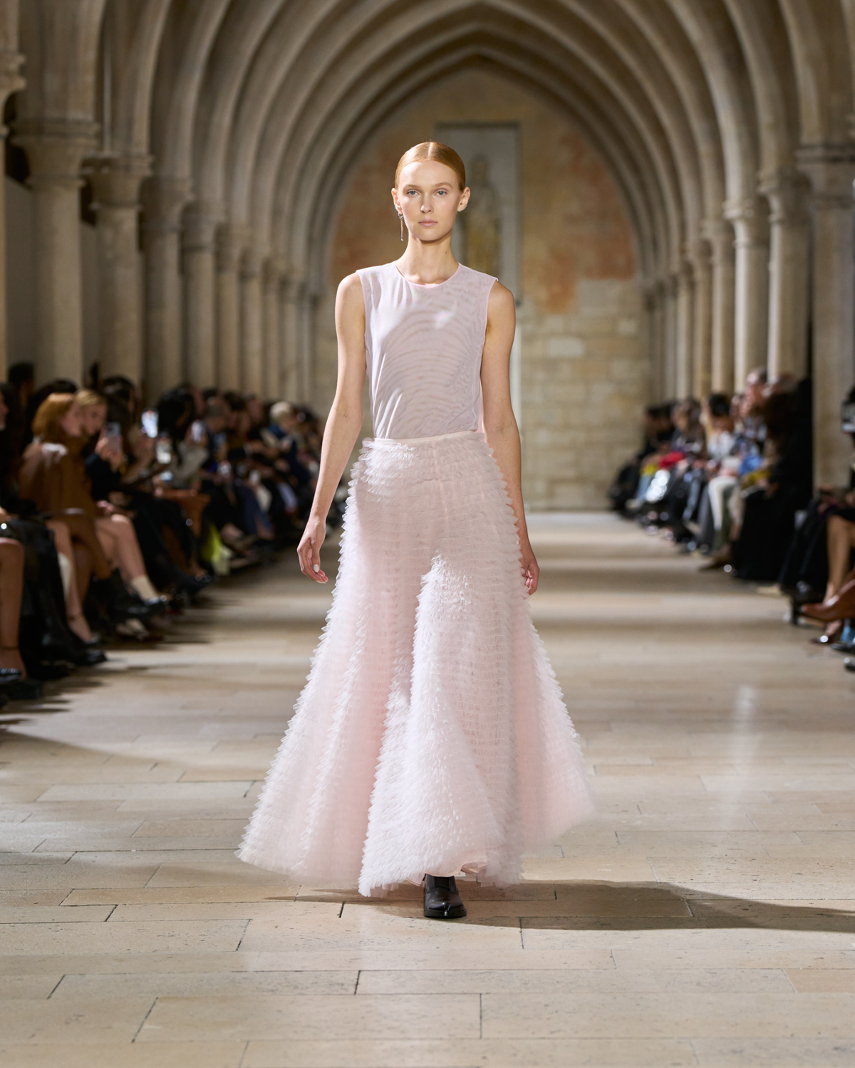 Designer Ruched Tulle Maxi Skirt - pastel - pink #editorial