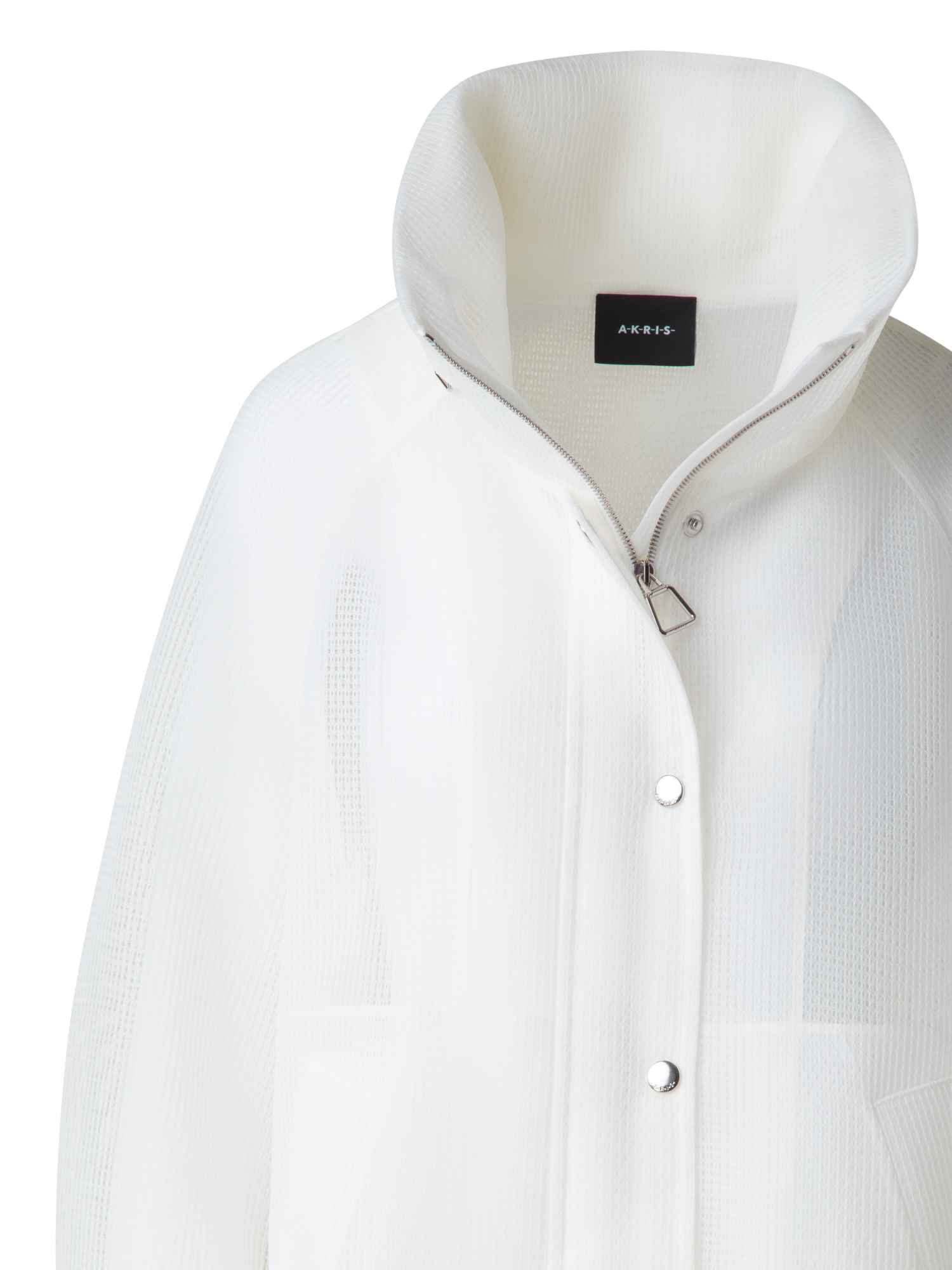 Designer Water Repellent Parka in Sheer Techno-Grid - neutral - white