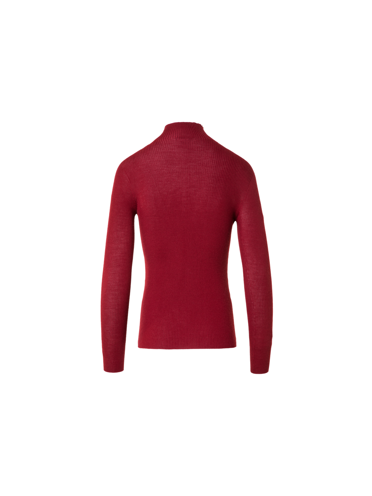 Designer Fine Rib Cashmere Silk Mock Neck Sweater - red