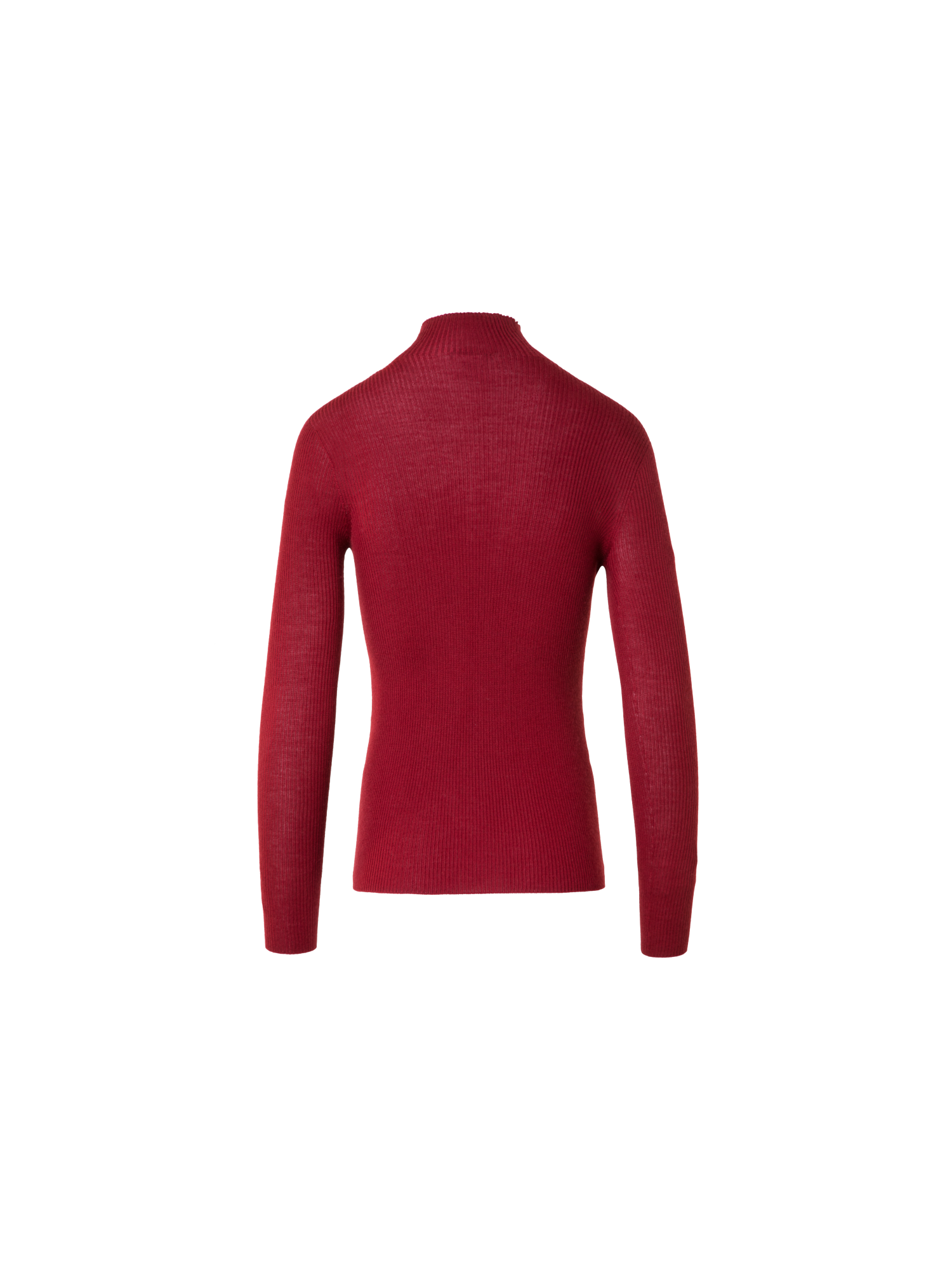 Designer Fine Rib Cashmere Silk Mock Neck Sweater - red