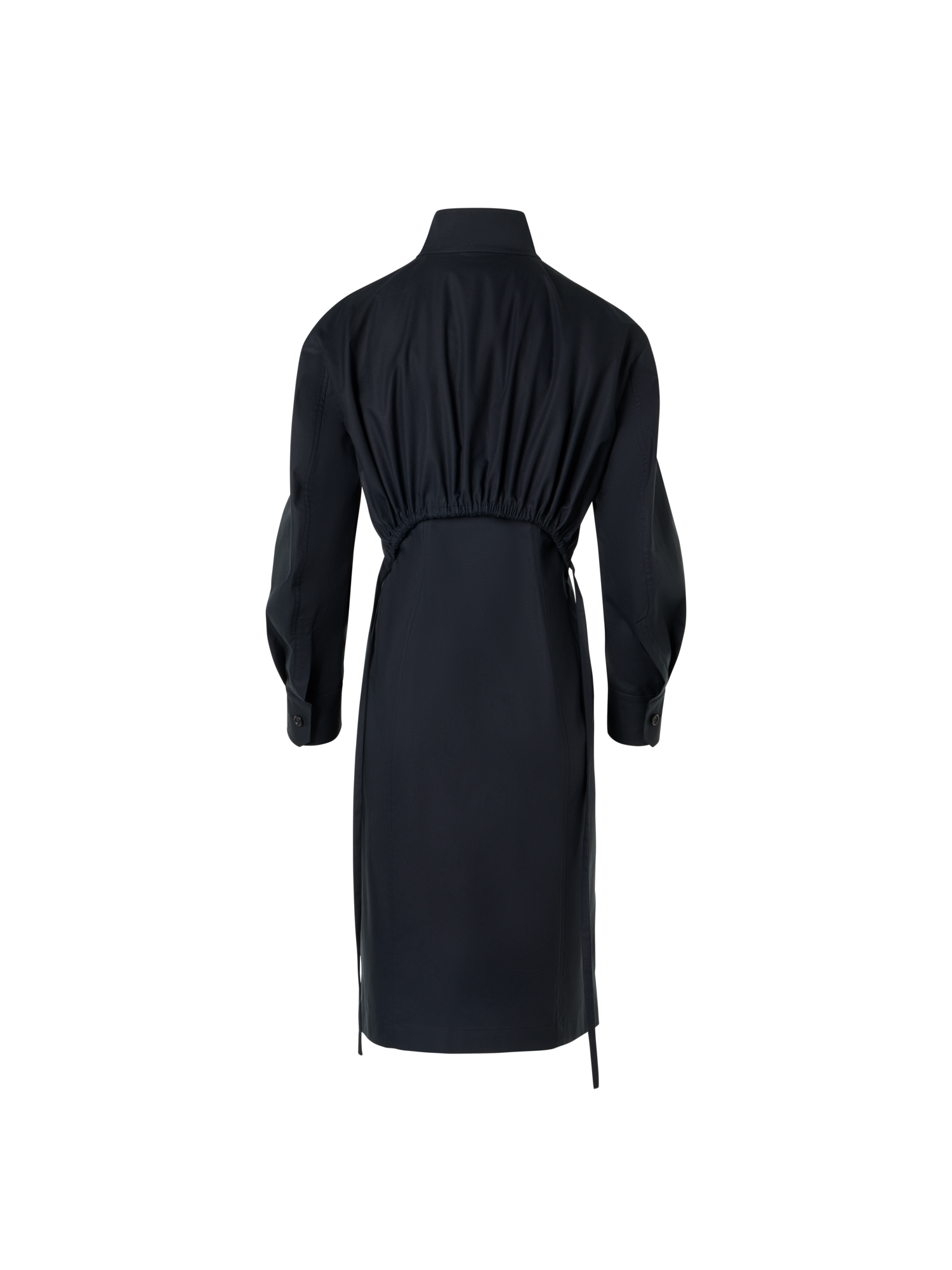 Designer Cotton Gabardine Shirt Dress - black