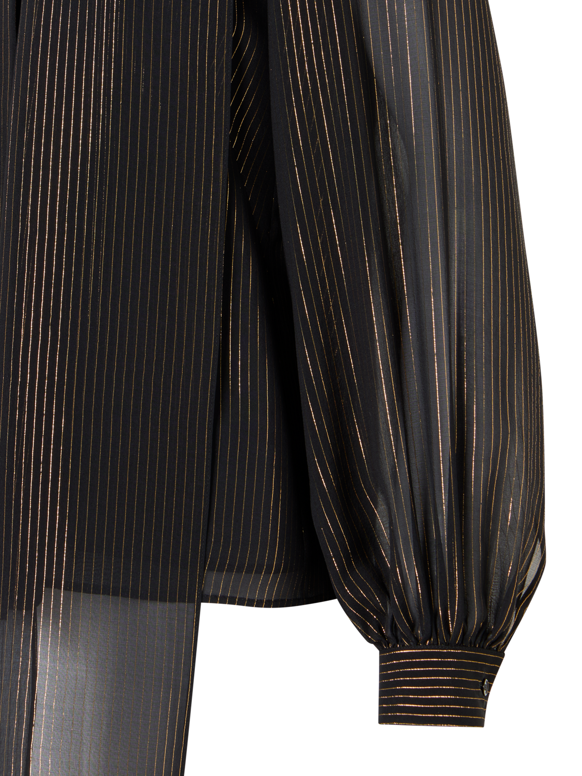 Designer Silk Lamé Blouse with Scarf - gold - black - multicolor
