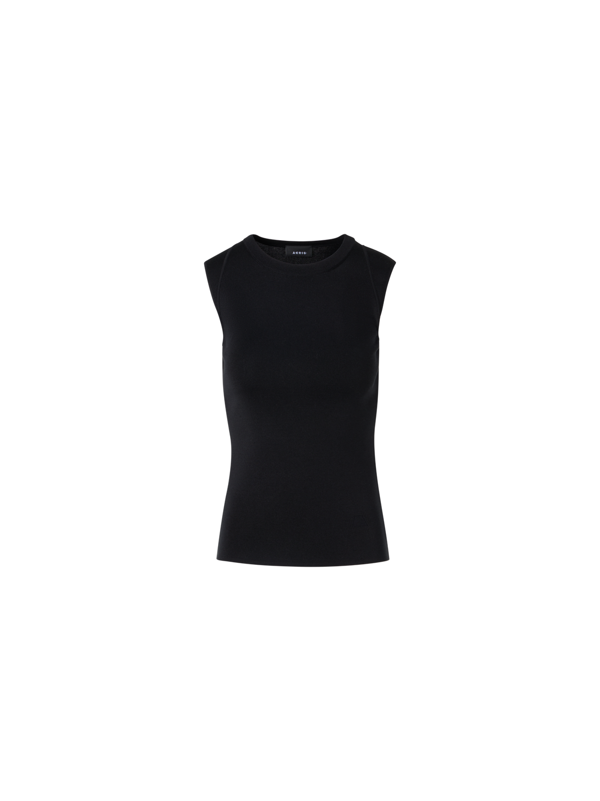 Designer Sleeveless Stretch-Silk Knit Top - black