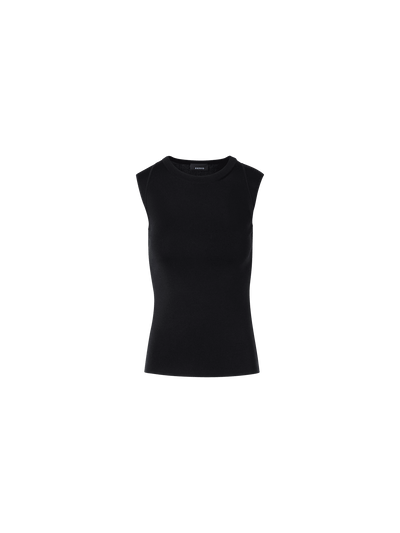 Designer Sleeveless Stretch-Silk Knit Top - black