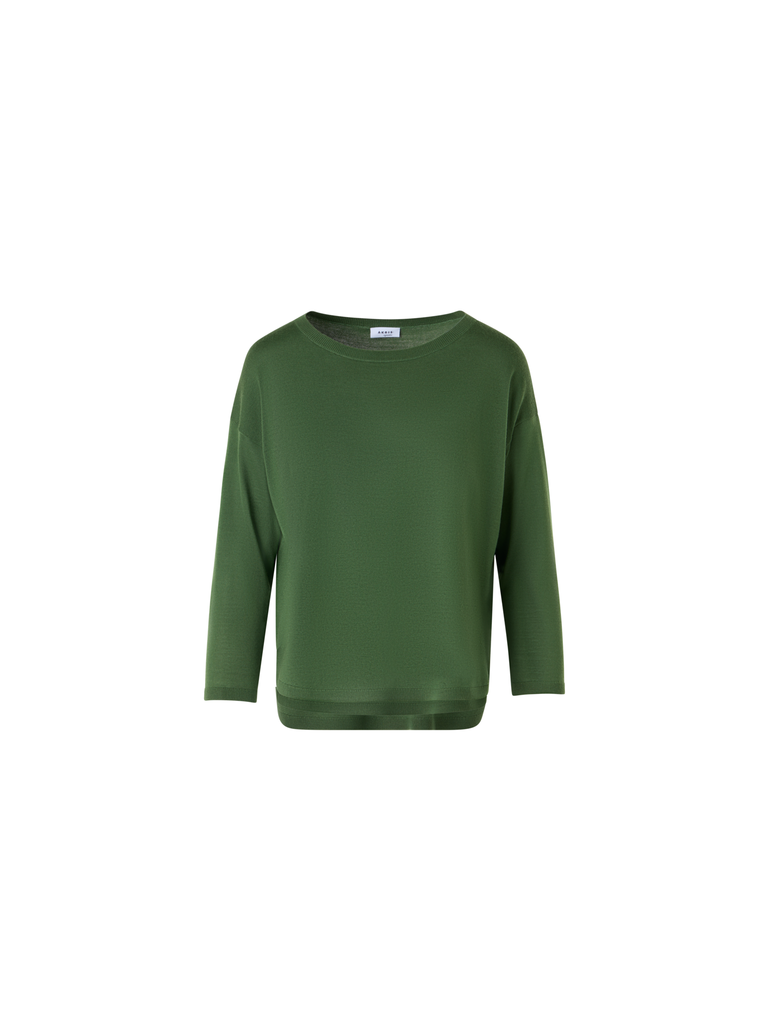 Designer Bracelet-Sleeve Merino Wool Knit Pullover - green