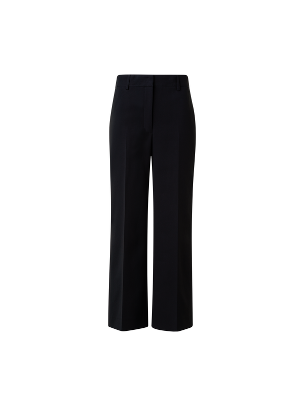 Designer Cropped Wide Cotton Pants - neutral - black