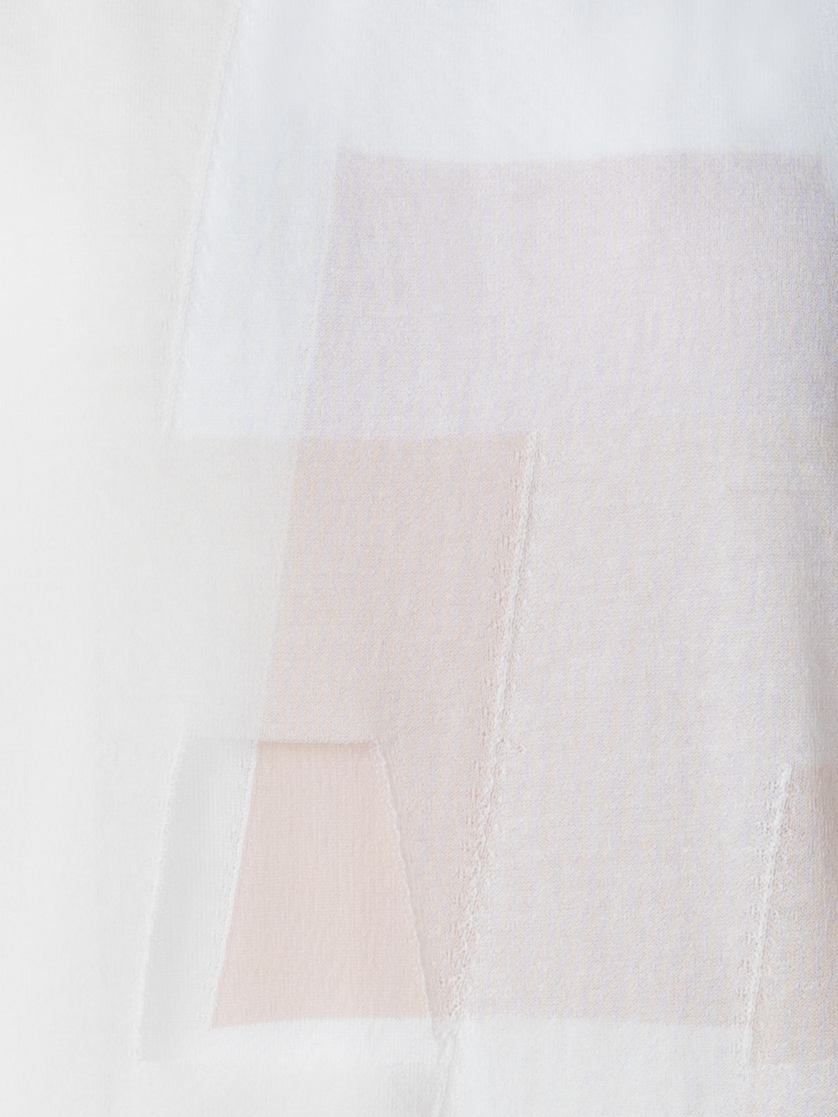 Designer Tube Knit Dress in Trapezoid Intarsia - multicolor - ecru - beige - white