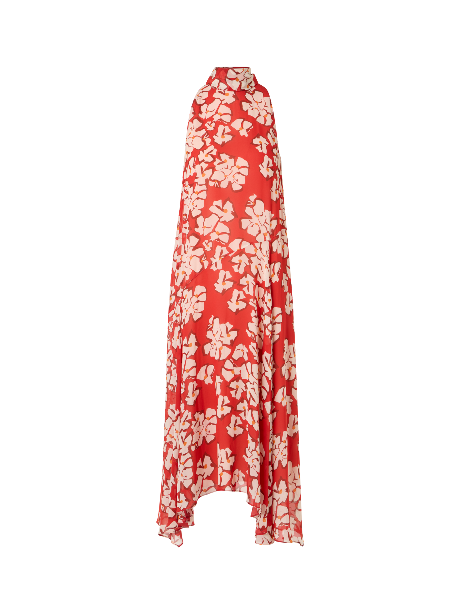 Designer Sleeveless Papercut Flower Midi Dress - red
