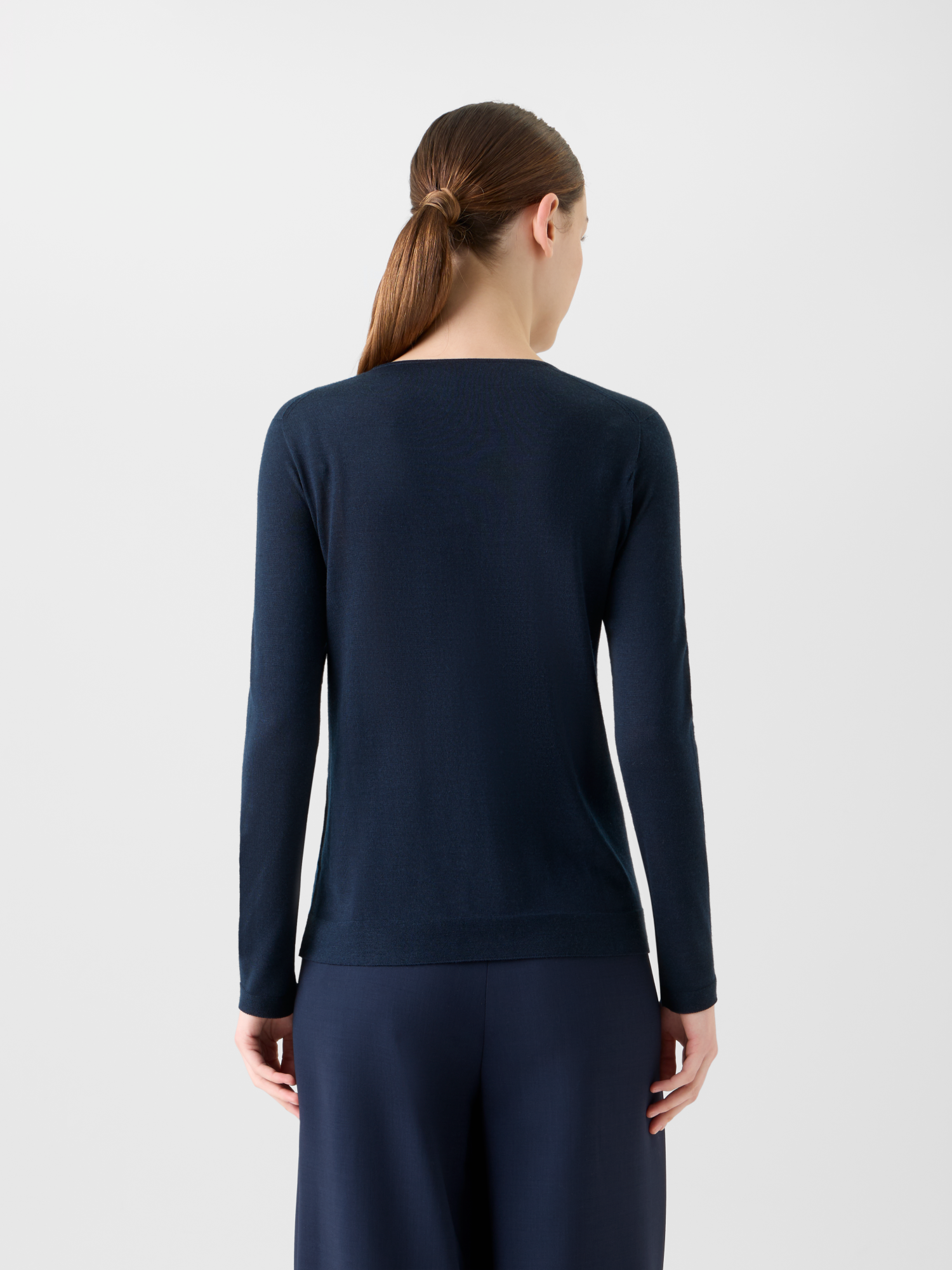 Designer Seamless Pullover from Cashmere Silk - navy - blue 