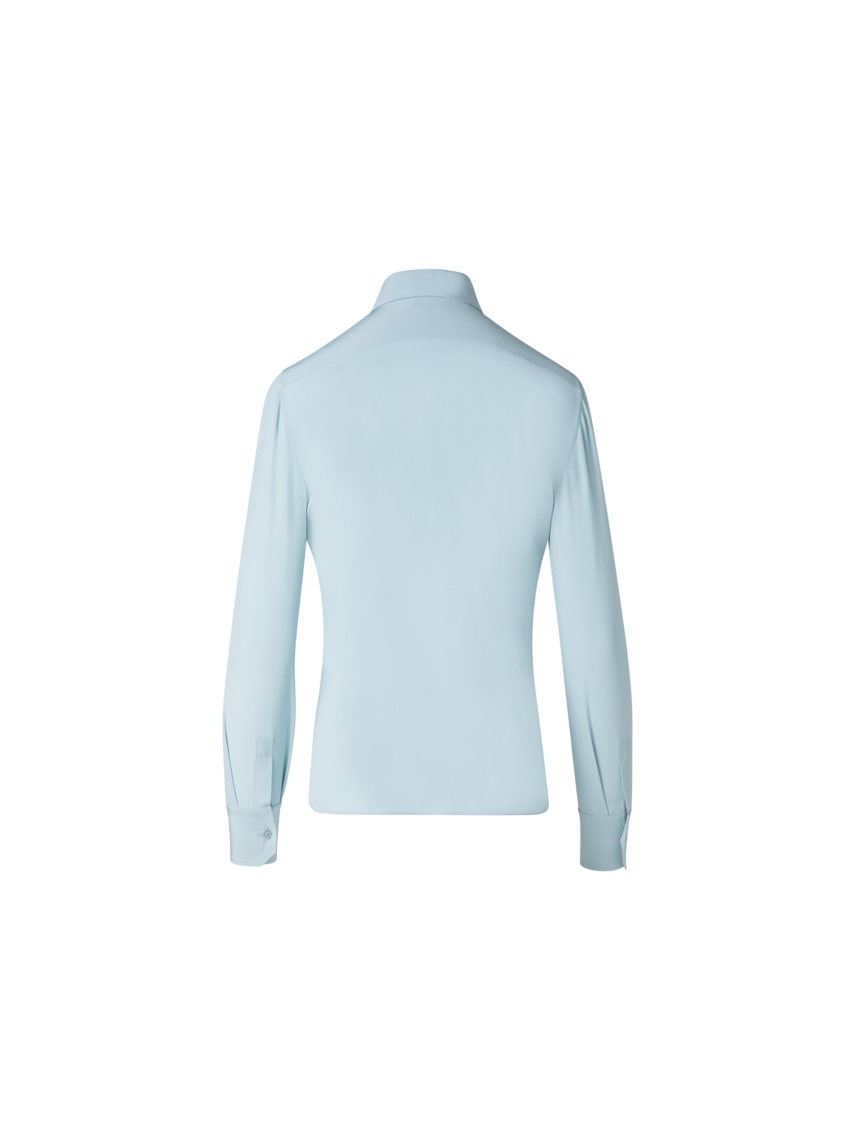 Designer Fitted Silk Shirt Blouse - pastel - blue