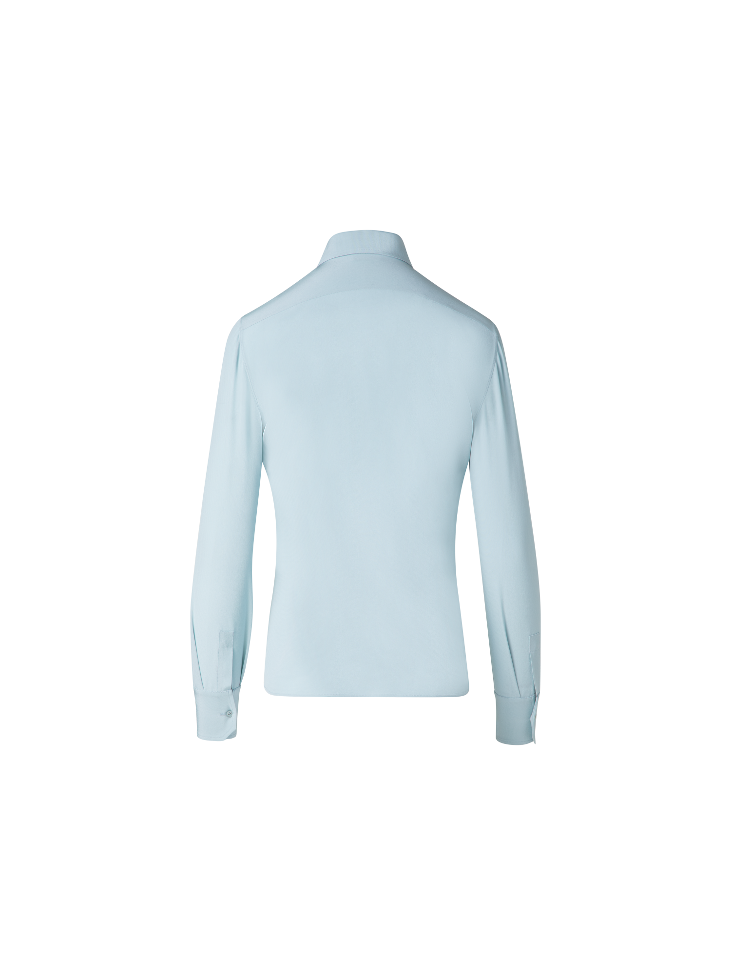 Designer Fitted Silk Shirt Blouse - pastel - blue