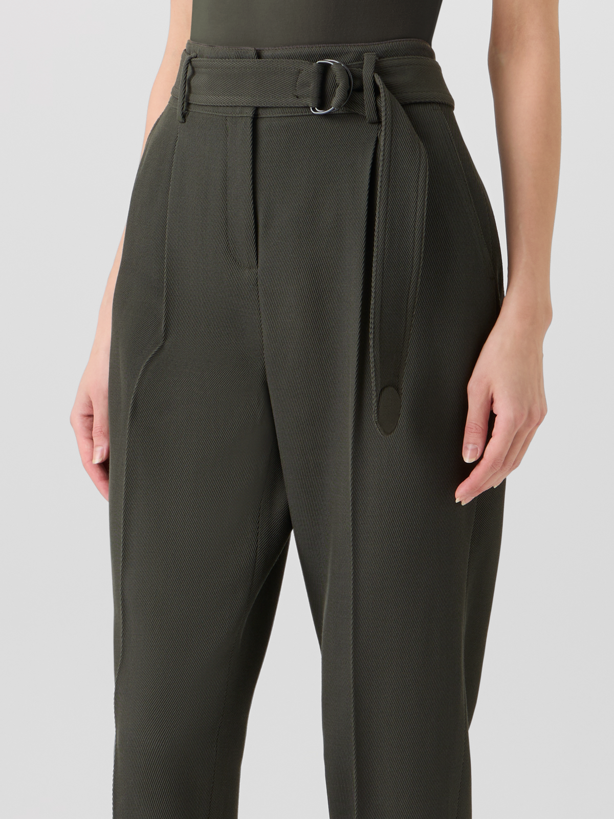 Designer Fred Tapered-Leg Pants in Wool Tricotine - green #editorial