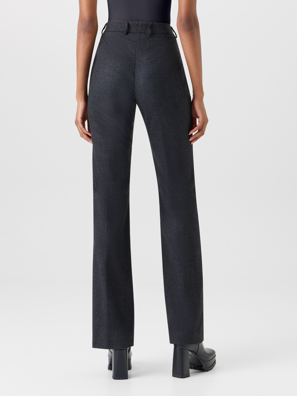 Designer Bootcut Pants in Wool Stretch Flannel - grey 