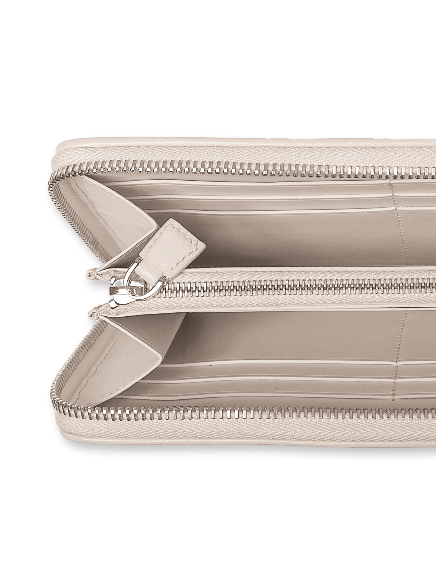 Designer Long Zip Wallet - ecru - beige