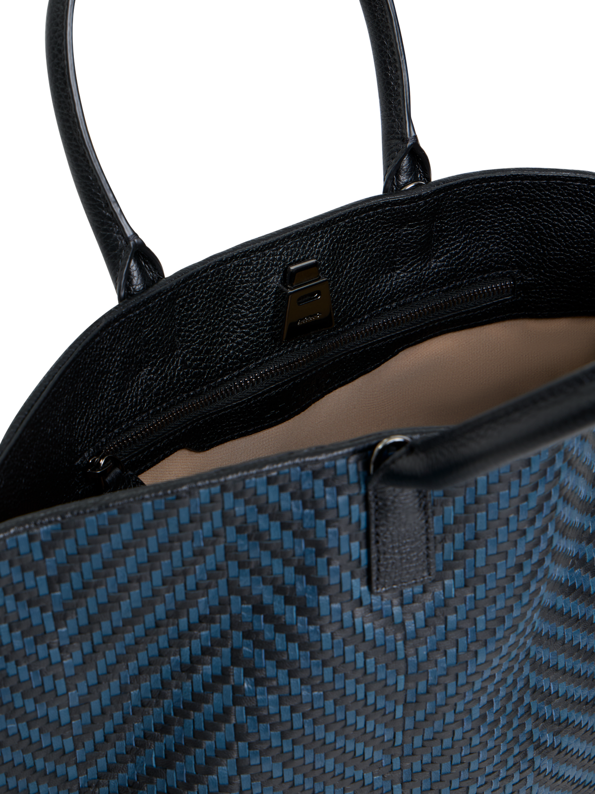 Designer Ai Small Top Handle Tote - neutral - navy - blue