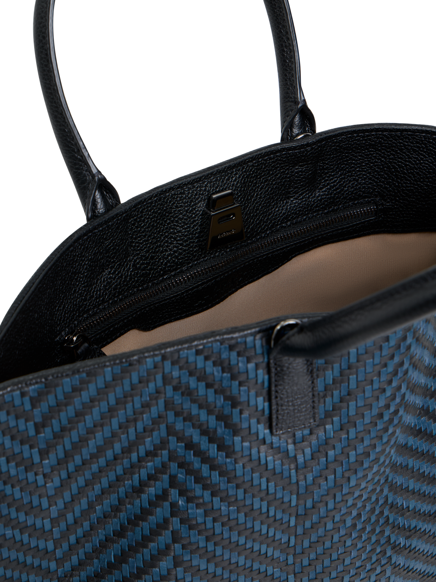 Designer Ai Small Top Handle Tote - neutral - navy - blue