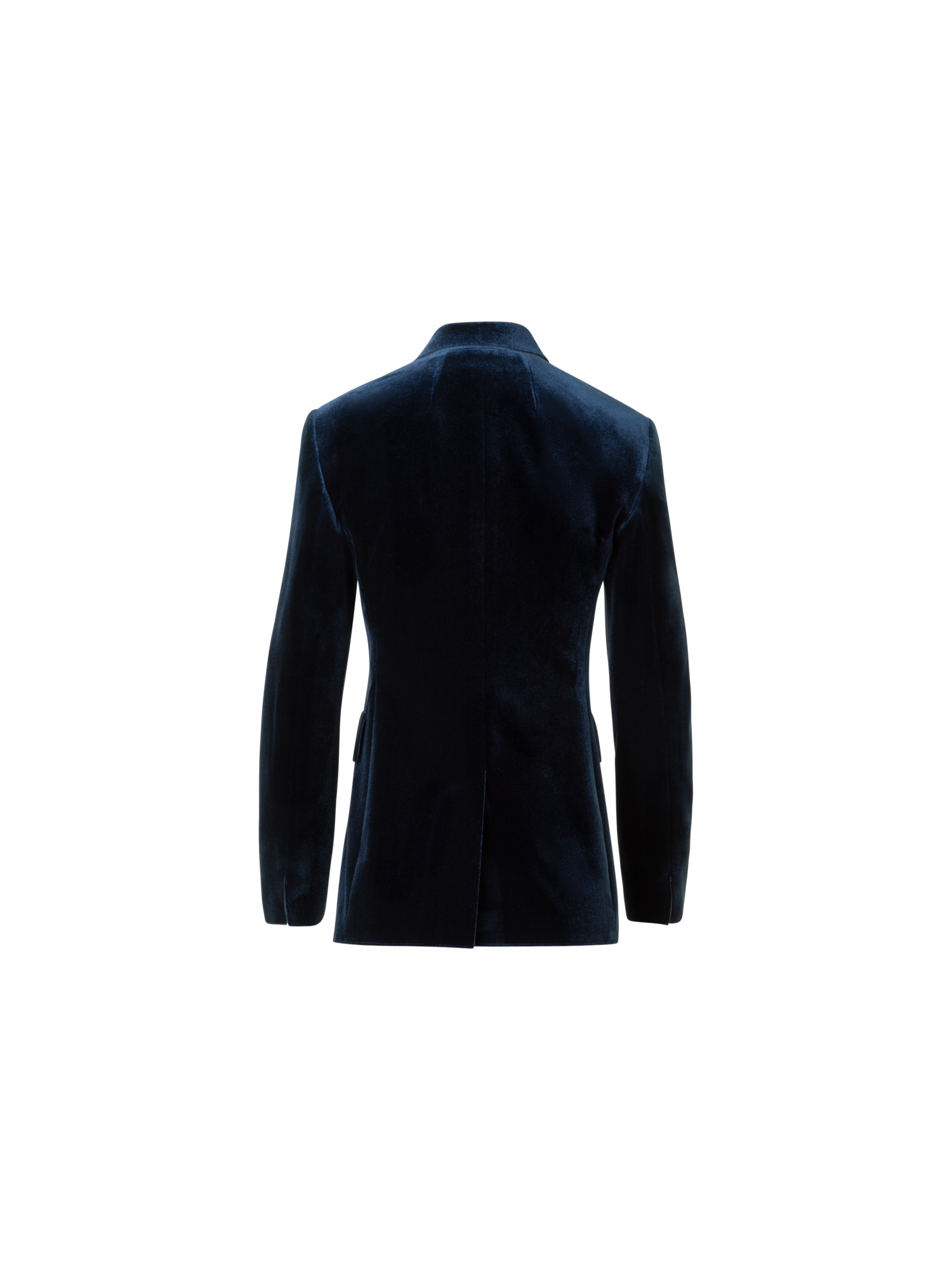 Designer Long Stretch Techno Velvet Blazer Jacket - neutral - navy - blue