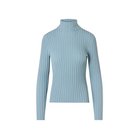 Taillierter Rollkragen aus Merino-Rippstrick