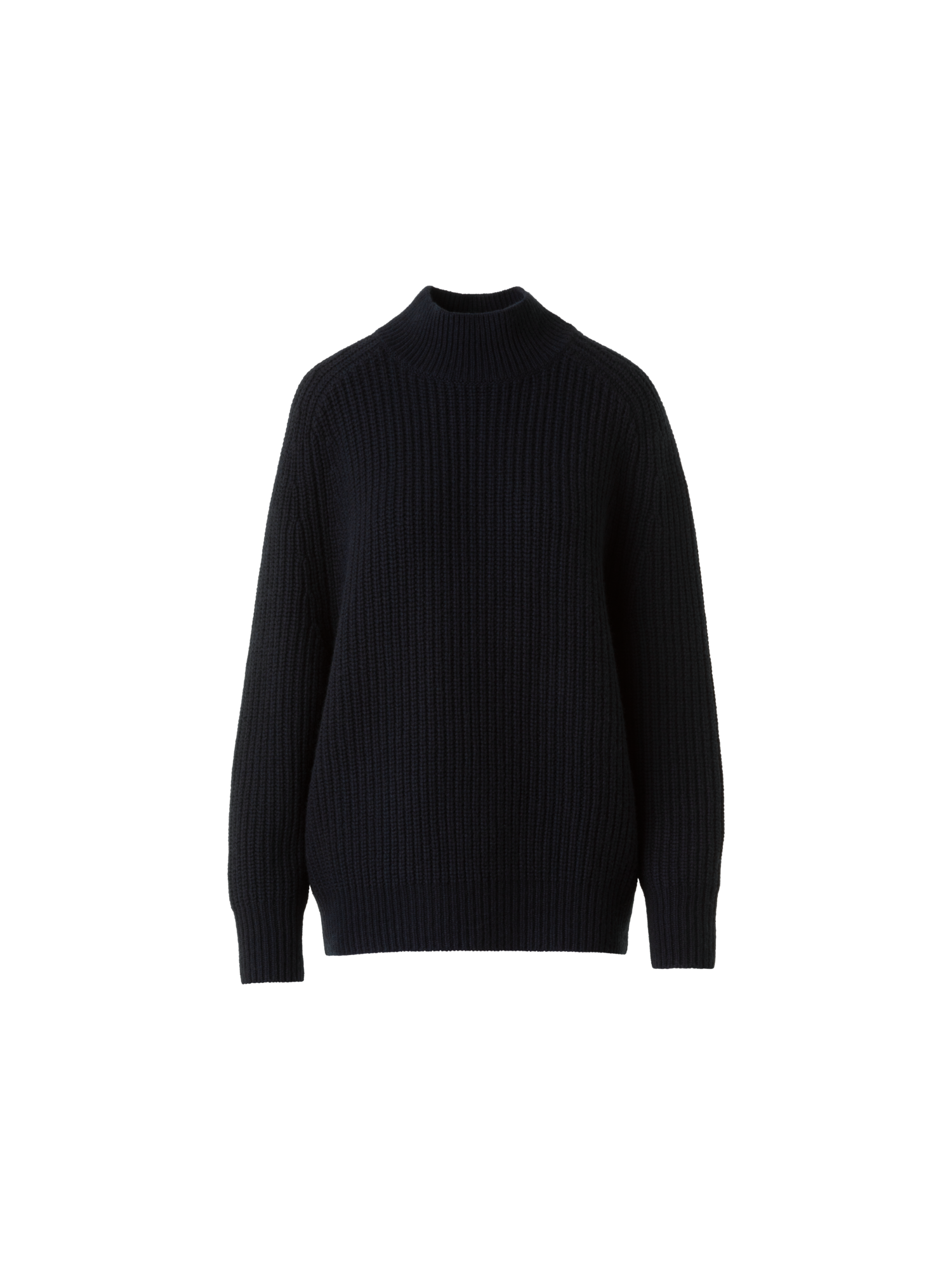 Designer Oversized Wool Cashmere Mock Neck Knit Sweater - black - neutral