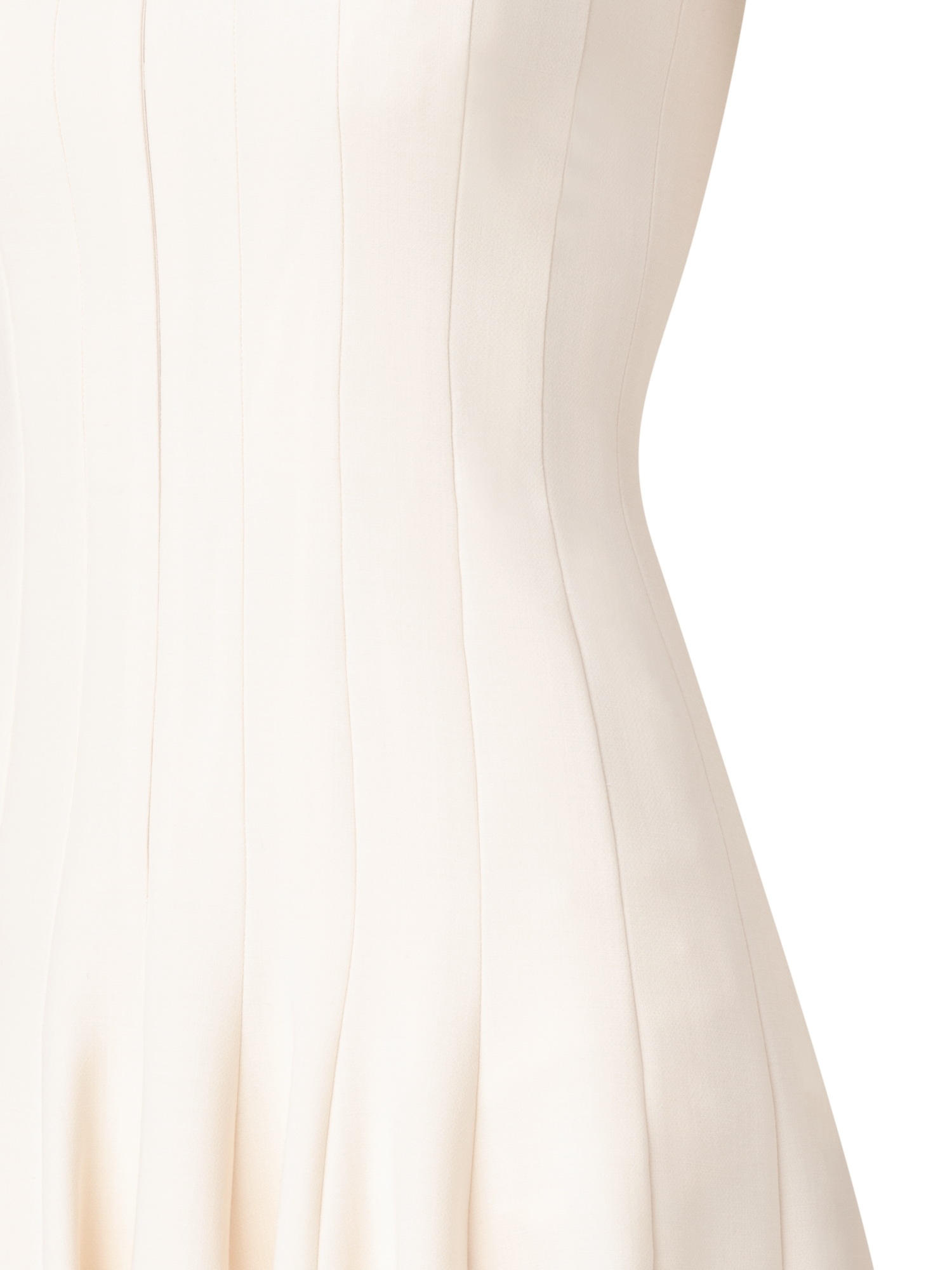 Designer Wool Double-Face Dress with Skaters Pleats - ecru - white