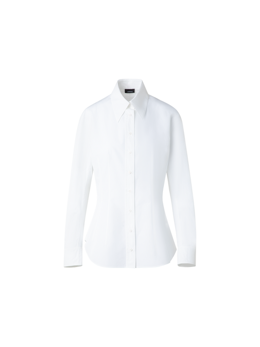 Designer Fitted Cotton Blouse - ecru - white