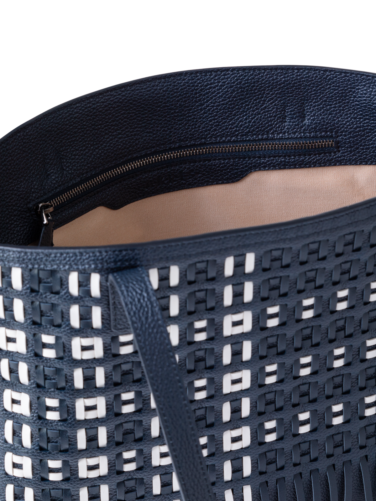 Designer Ai Small Shoulder Tote - blue - multicolor - white