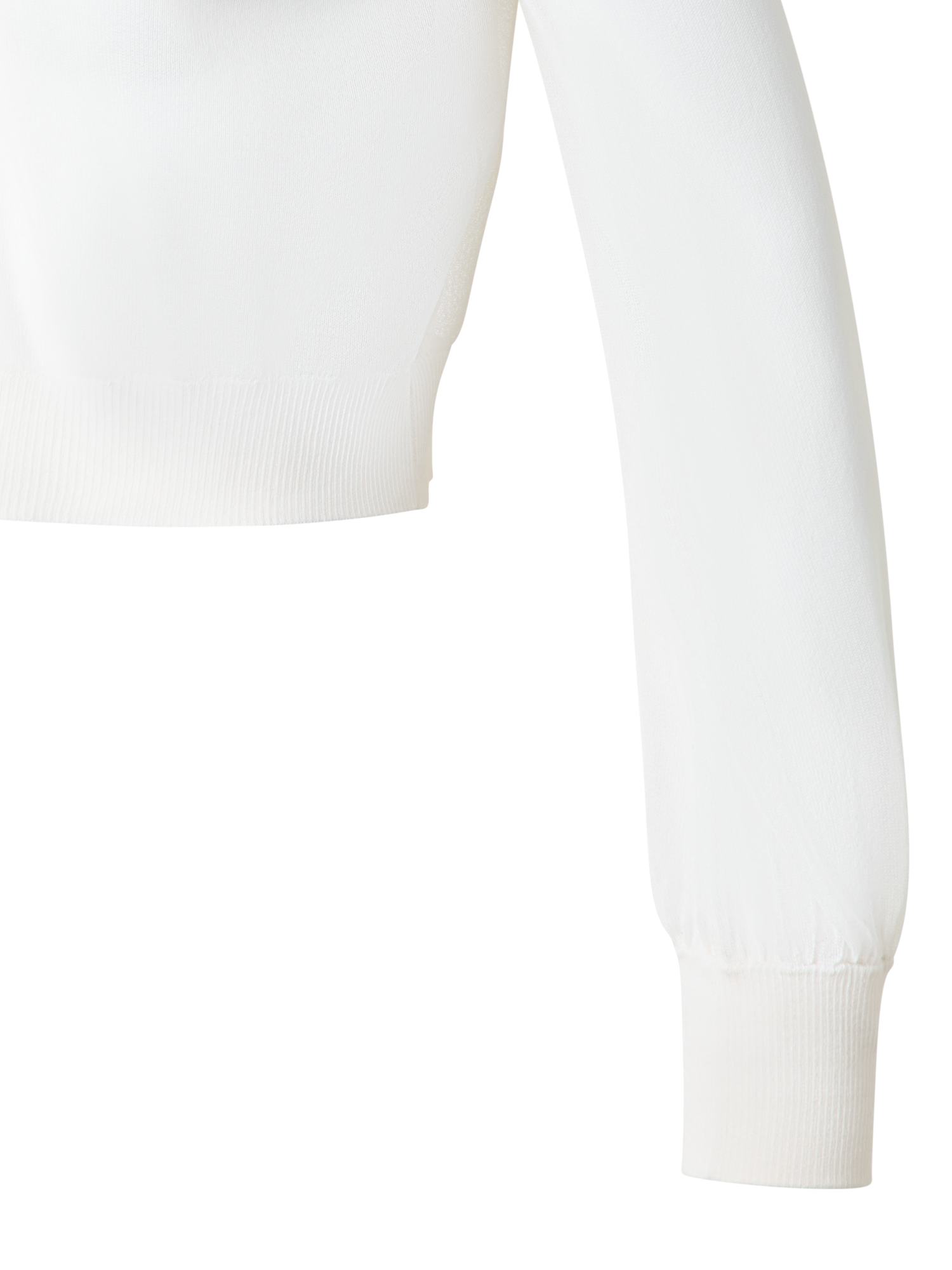Designer Sheer Cropped Knit Cardigan with Volume Sleeves - ecru - white