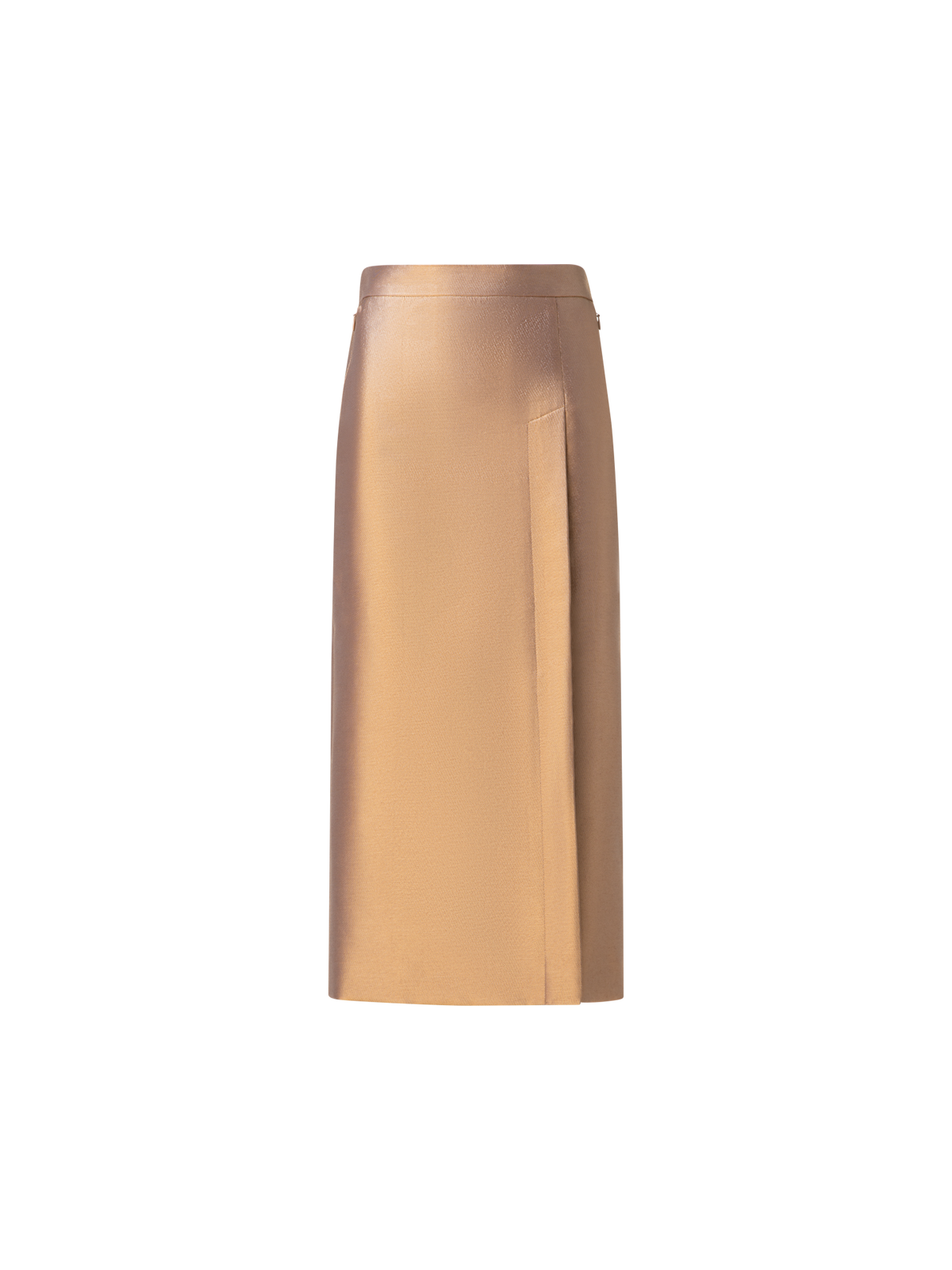 Designer Cotton and Lurex Pencil Skirt with Slit - gold