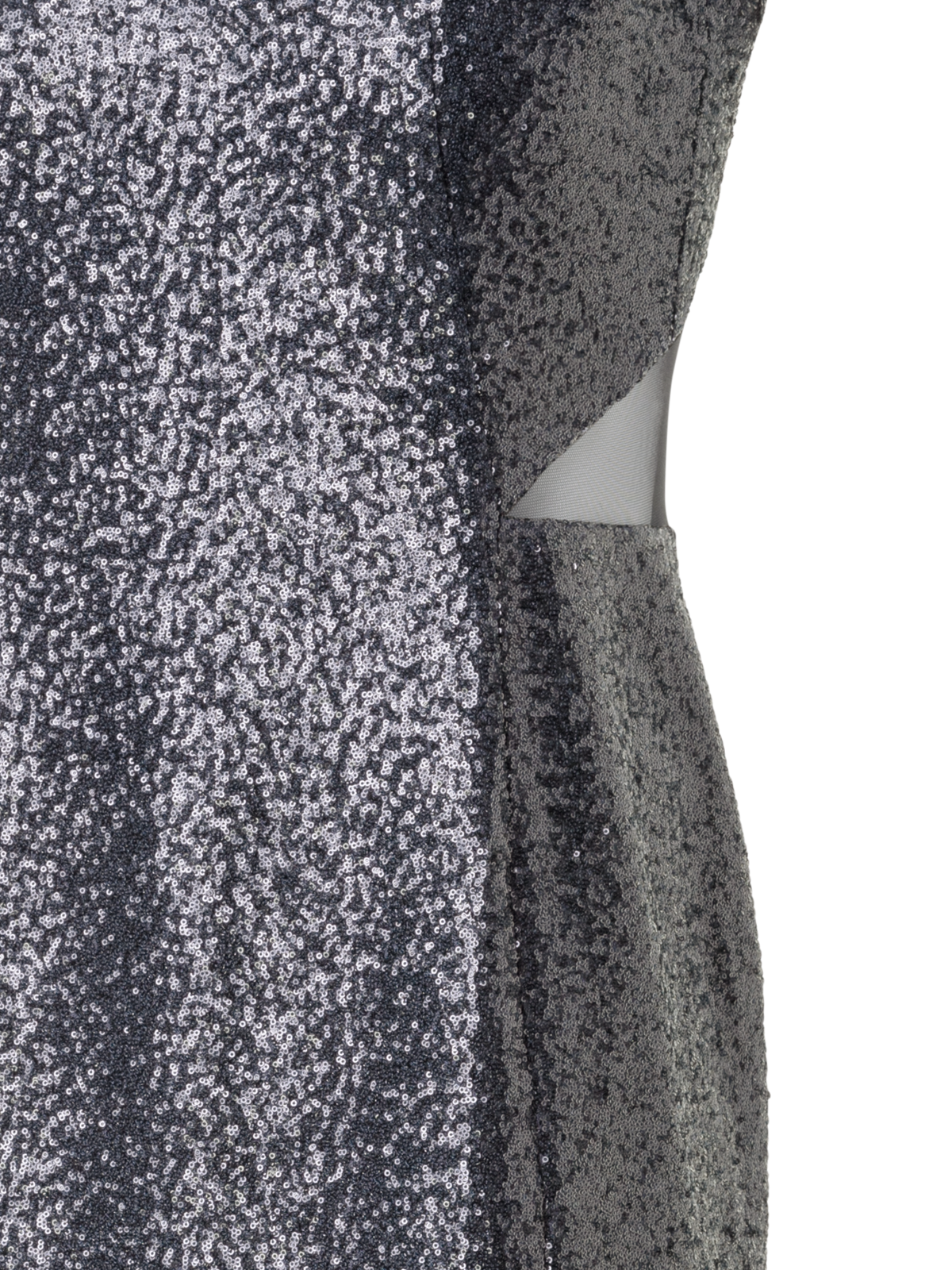 Designer Sequined Sheath Dress with Open Back - grey