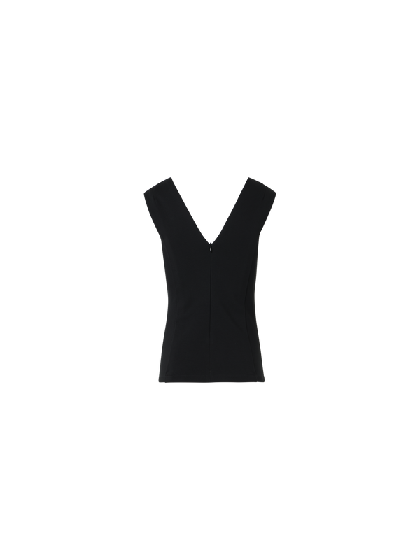 Designer V-Neck Top in Signature Jersey - black