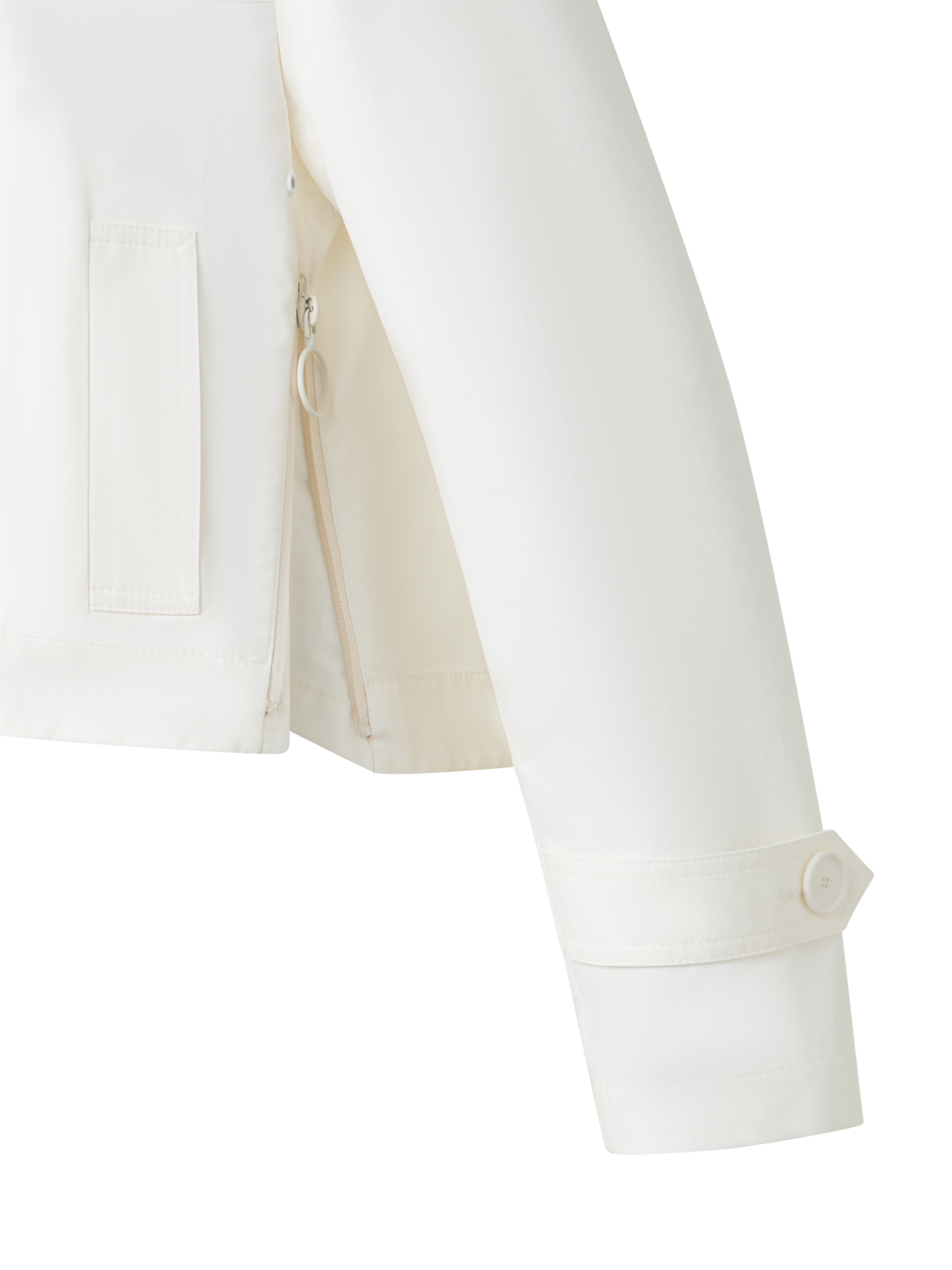 Designer Water Repellent Bicycle Parka in Cotton Blend - neutral - ecru - white