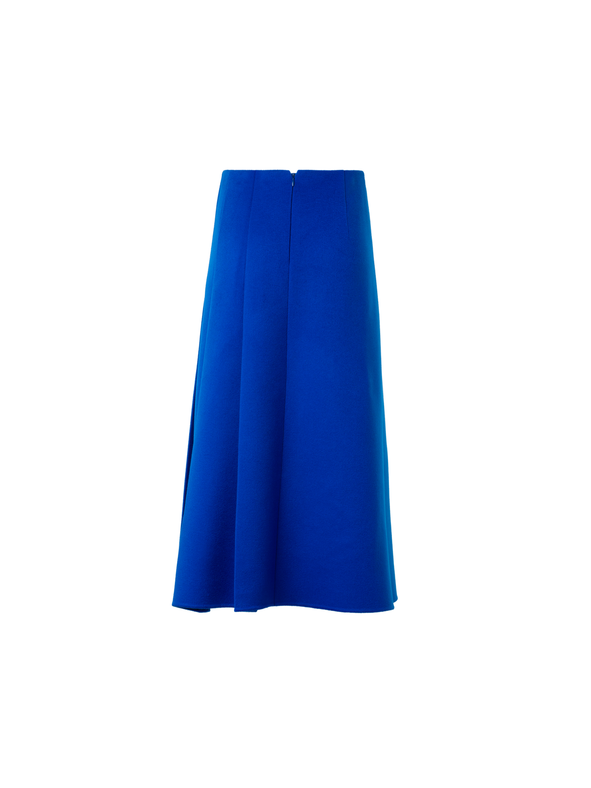 Designer Pleated Wool Flannel Double-Face Midi Skirt - blue
