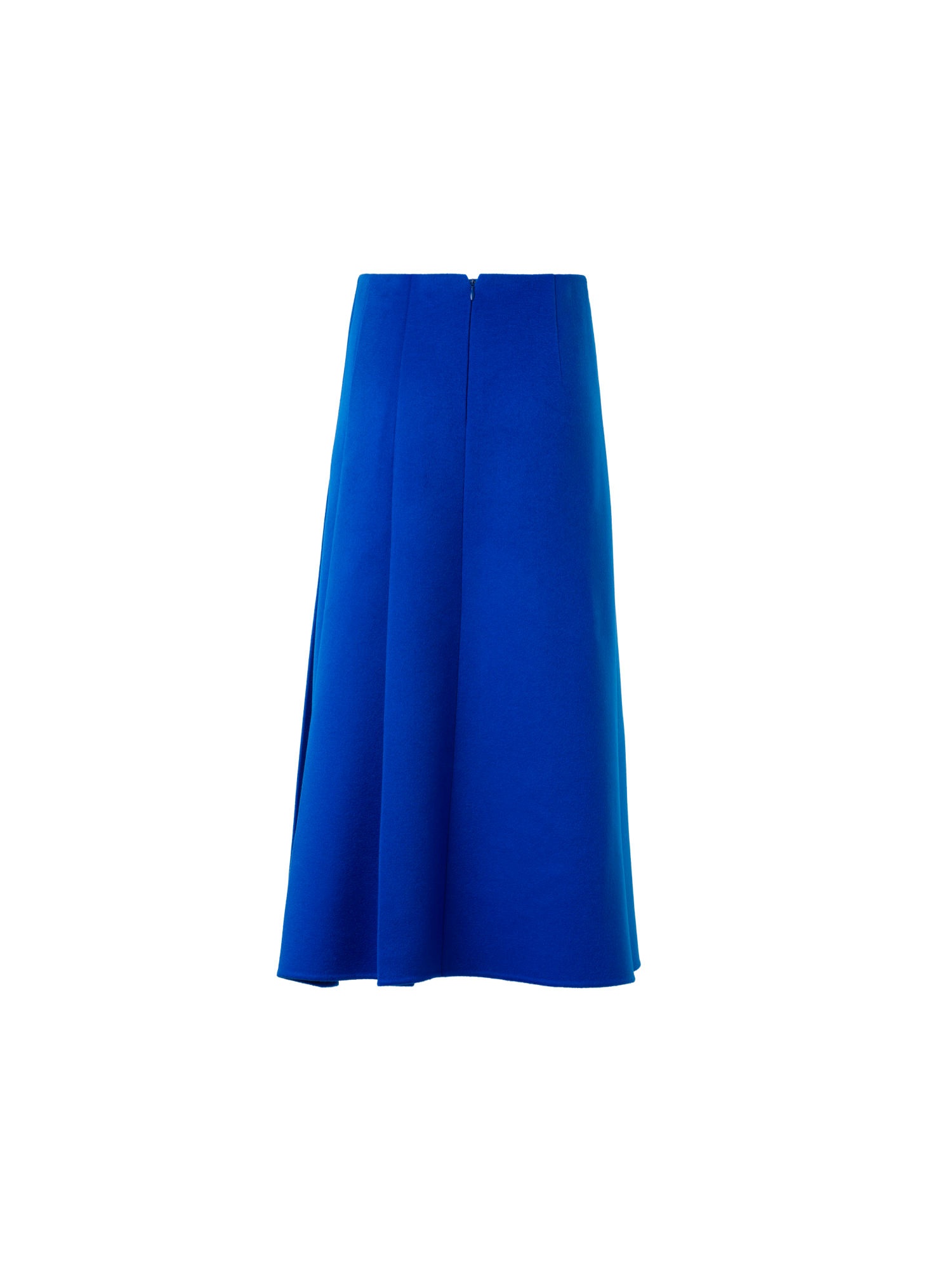Designer Pleated Wool Flannel Double-Face Midi Skirt - blue