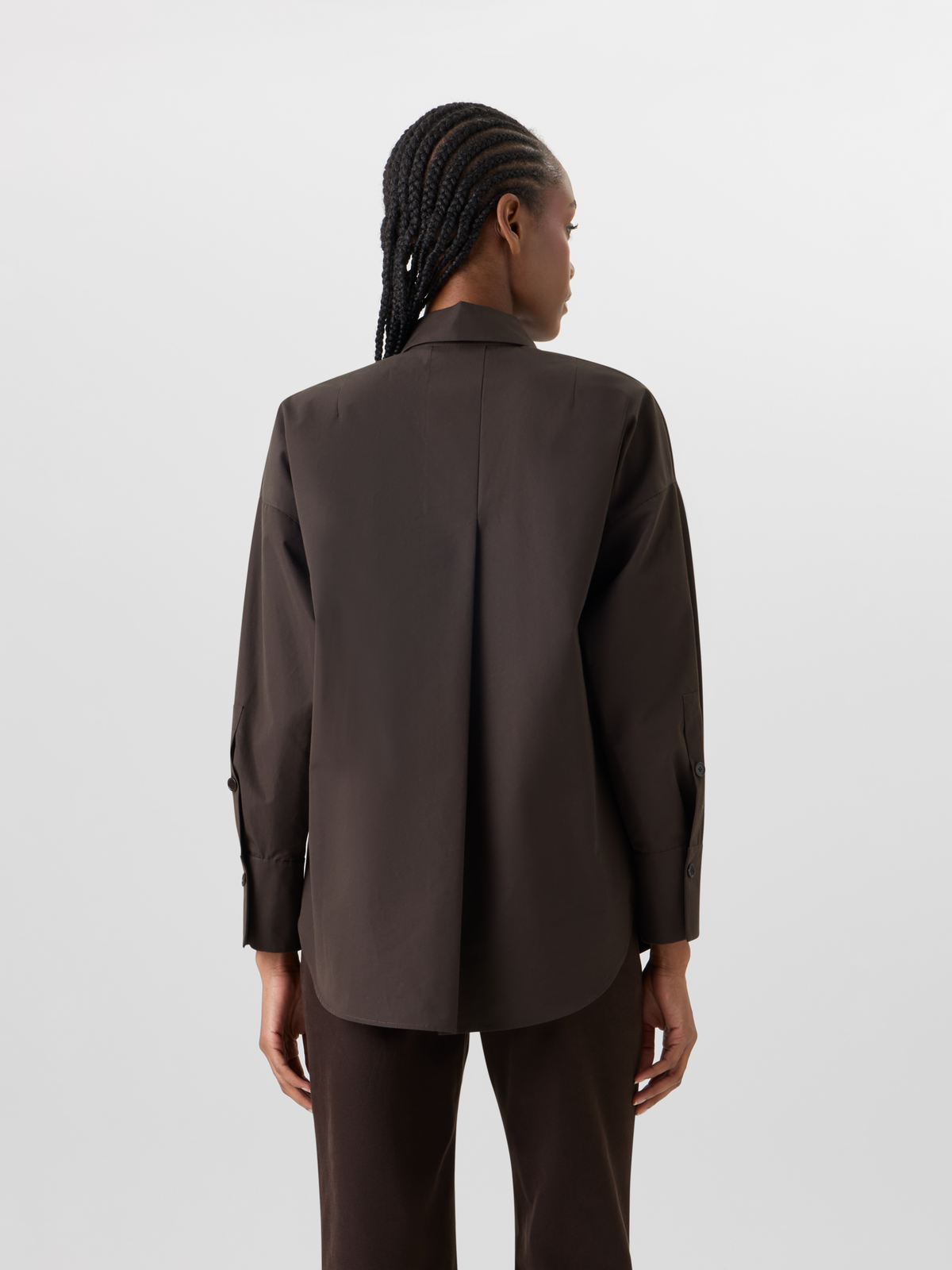 Designer Long-Sleeve Cotton Shirt Blouse - brown #editorial