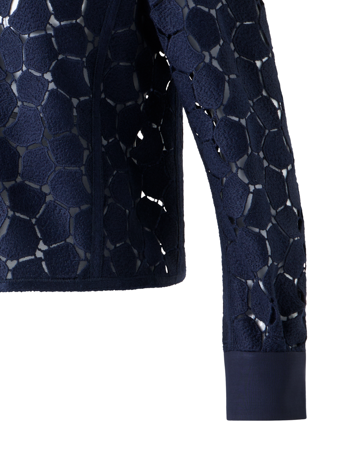 Designer Boxy Shirt Jacket in Lapis Lazuli Embroidery - neutral - navy - blue