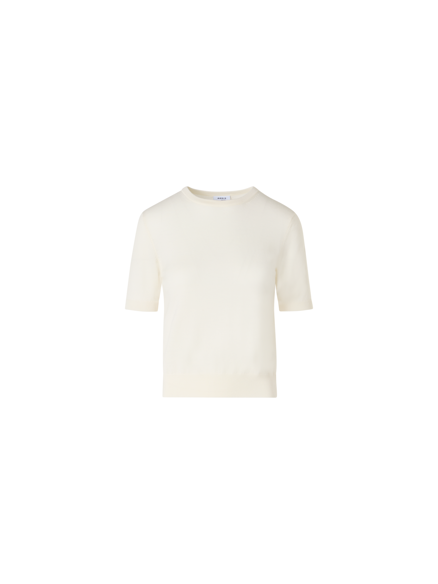 Designer Short-Sleeve Merino Wool Knit Sweater - ecru